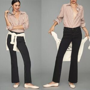 Anthropologie Pants Womens 28 Black Pilcro The Yaya Jeans Raw Hem Stretch Denim